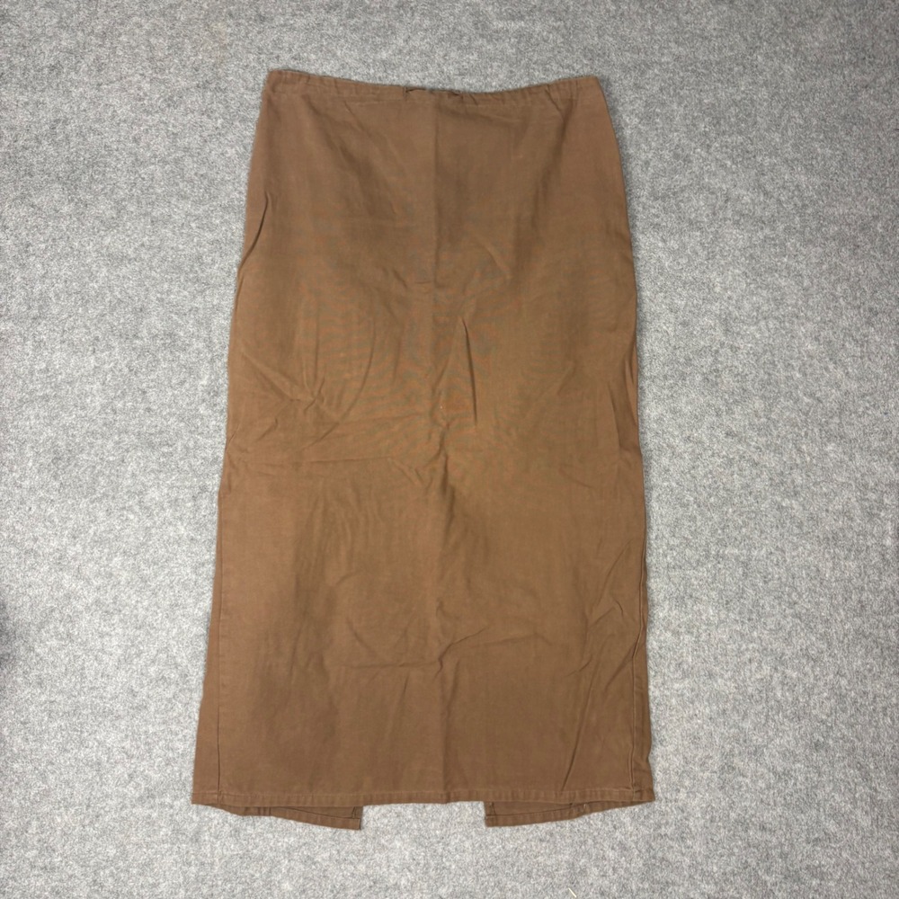 Byer California Vintage Brown Maxi Skirt Canvas Straight Column Back Slit 34W